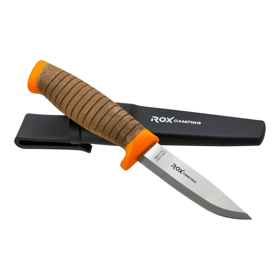 Rox Bushcraft Plus Paslanmaz Çelik Kamp Bıçağı - Turuncu