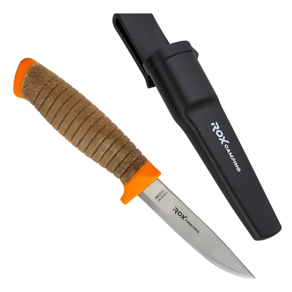 Rox Bushcraft Plus Paslanmaz Çelik Kamp Bıçağı - Turuncu