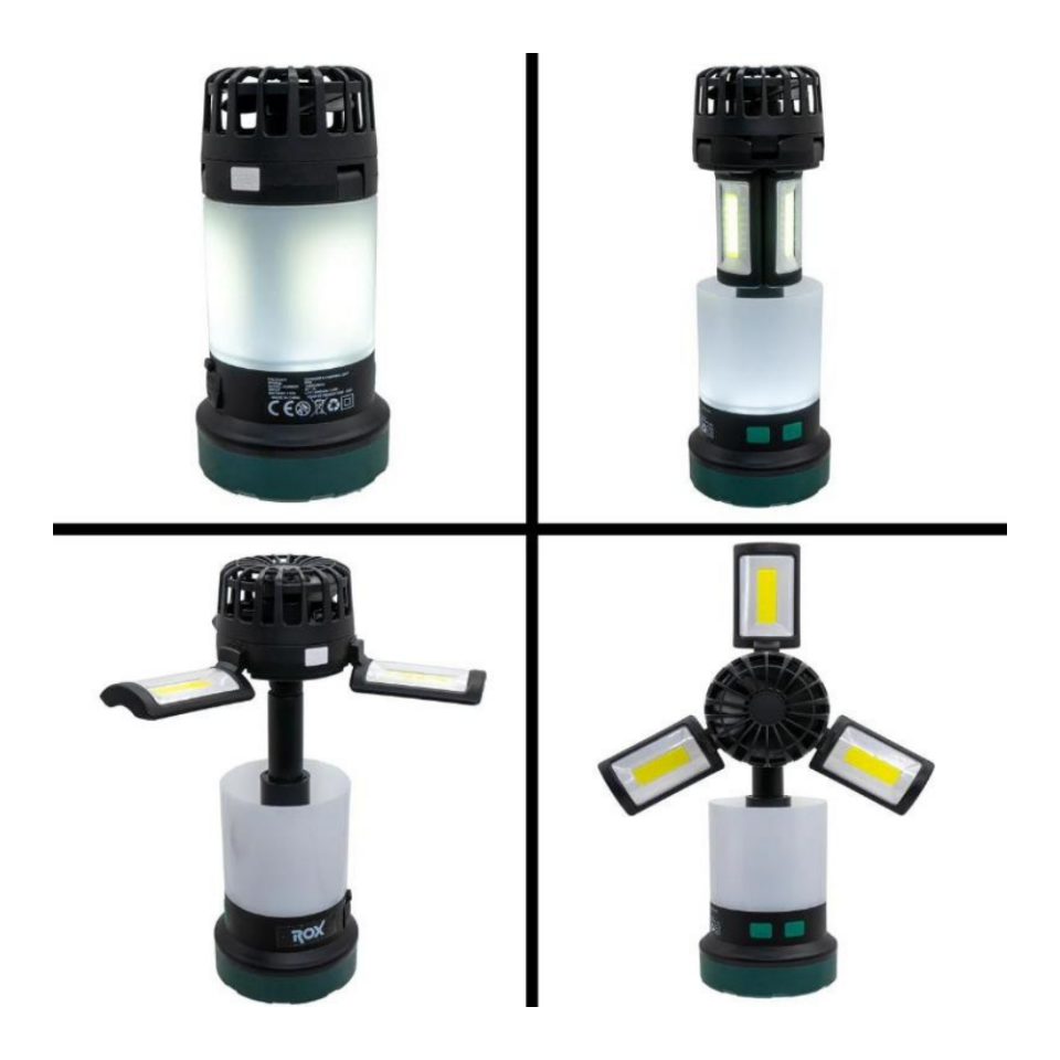 Rox Şarjlı Çok Fonksiyonlu Fanlı Kamp Feneri