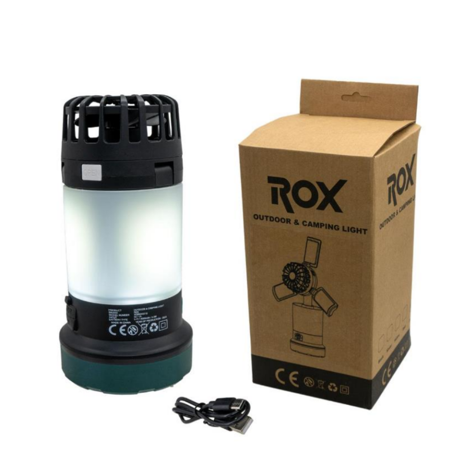 Rox Şarjlı Çok Fonksiyonlu Fanlı Kamp Feneri
