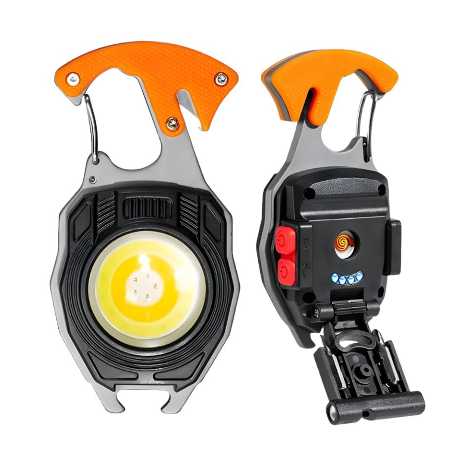 Kamp Feneri Çok Fonksiyonlu Fener Anahtarlık USB Çakmaklı Cam Kırıcı Kemer Kesici