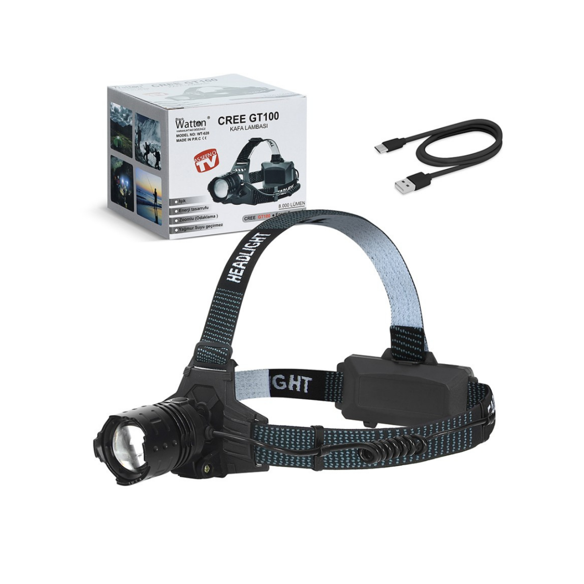 Watton WT-628 GT100 LED Şarjlı Kafa Lambası