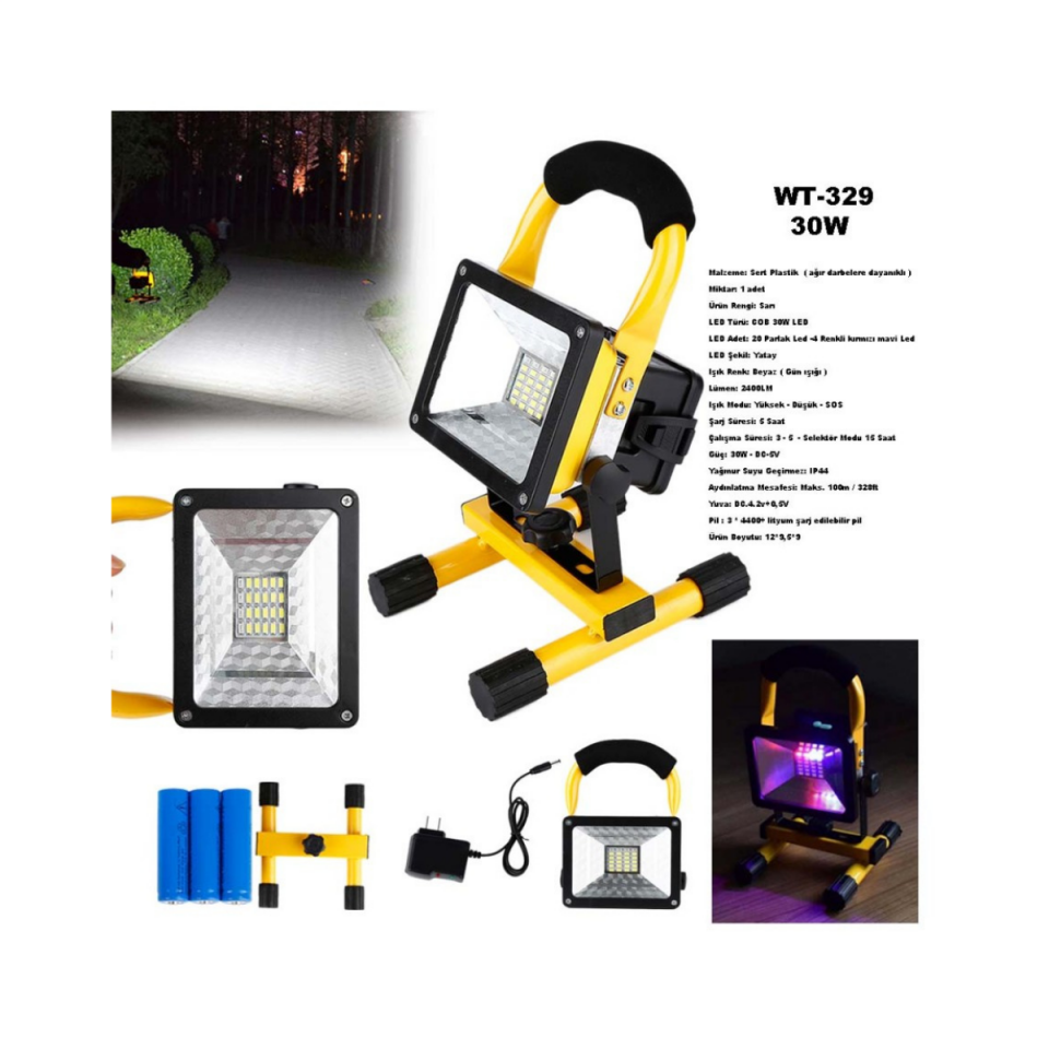 Watton WT-329 Şarjlı Spot Lamba Projektör Aydınlatma