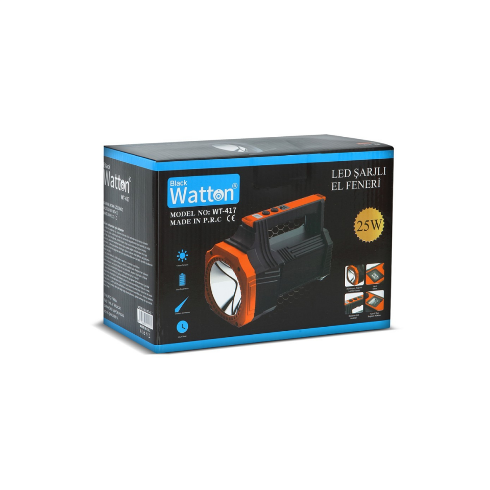 Watton WT-417 LED Şarjlı El Feneri 25W 