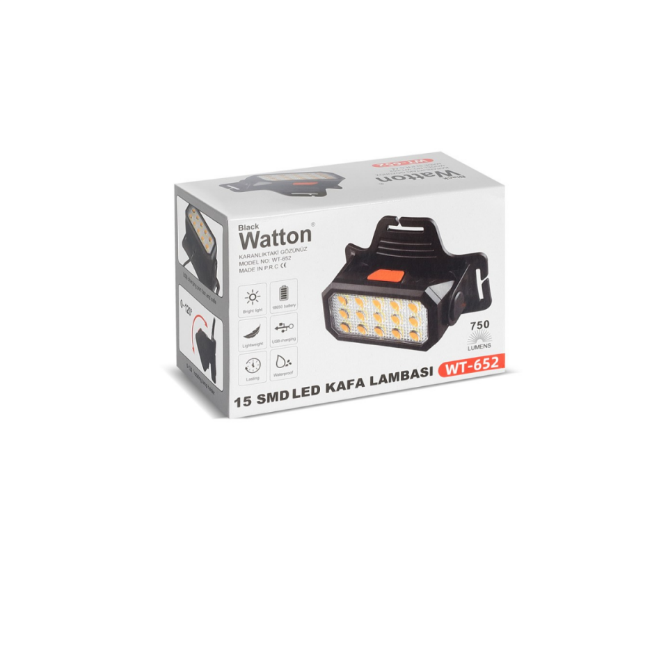 Watton WT-652 15 Ledli Sarı / Beyaz Şarjlı Kafa Lambası
