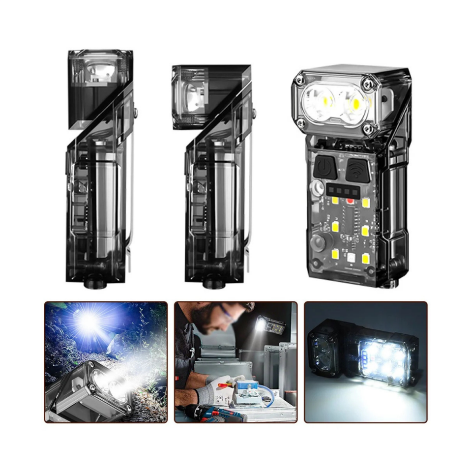 Çok Fonksiyonlu LED Kafa ve El Feneri – Hareket Sensörlü, 90° Döner Başlıklı Kafa Lambası