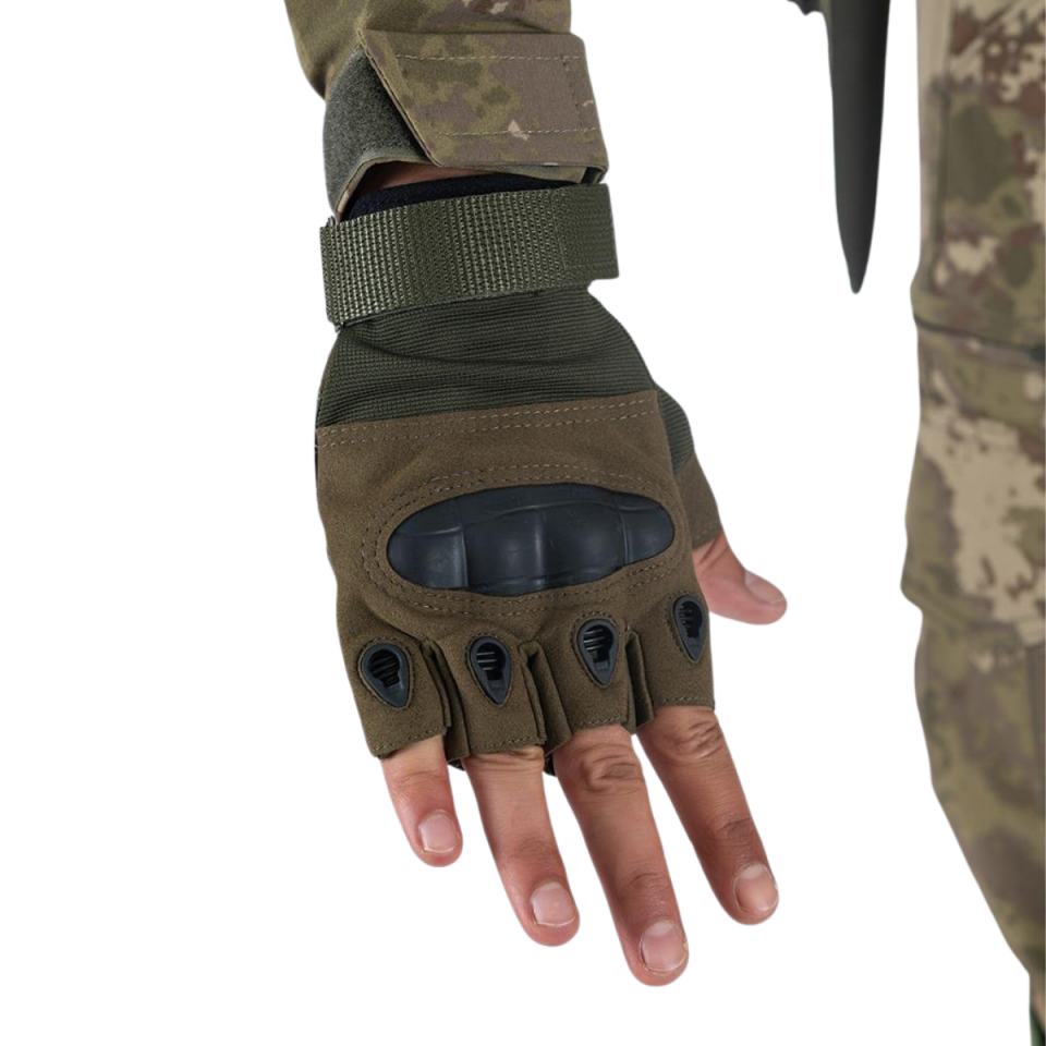 Tactical Outdoor Kesik Parmaksız Eldiven Asker Polis Dağcı Sporcu Bisikletçi Kemik Eldiveni