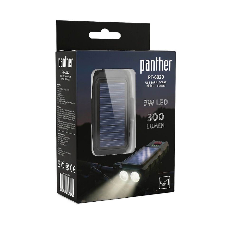 USB ŞARJLI SOLAR BİSİKLET FENERİ